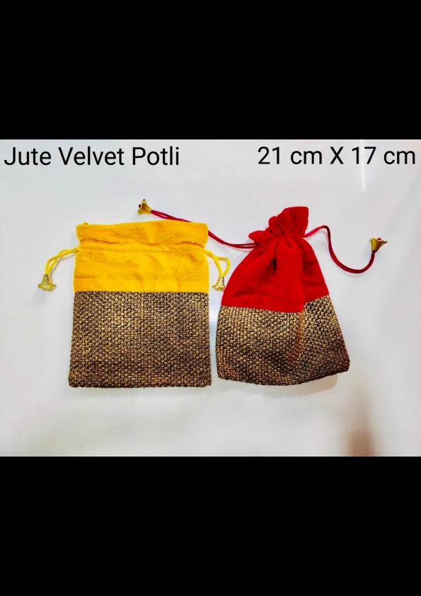 Jute Velvet Potli Bag (21cm x 17cm) – Packageworld